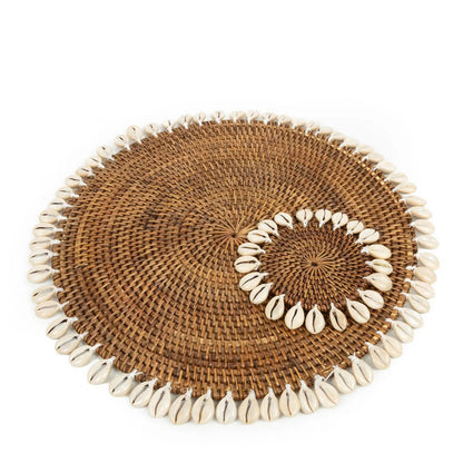 Rotan placemat Colonial shell natuurlijk bruin