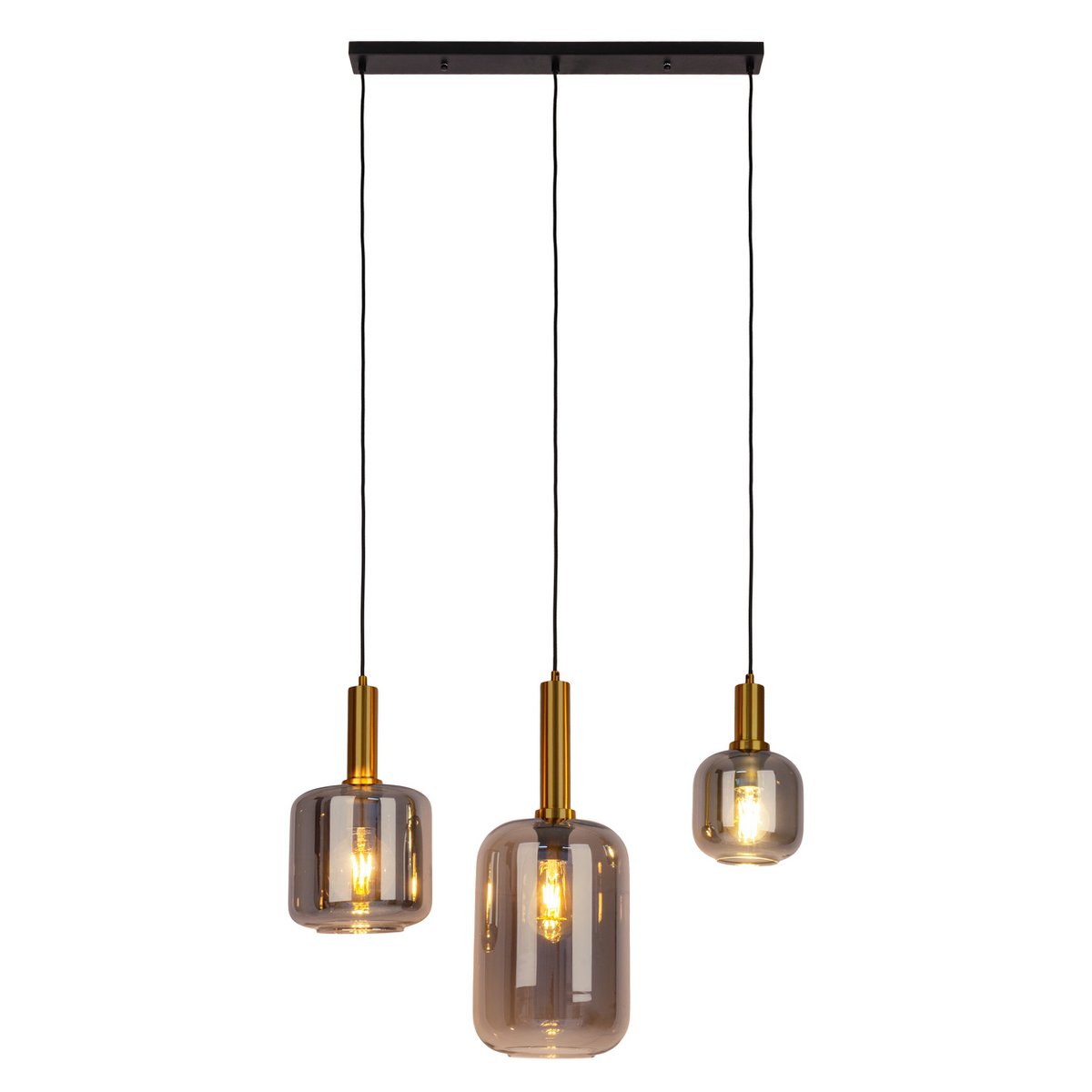Hanglamp Fumo 3-Lichts Zwart - 82 cm (E14)