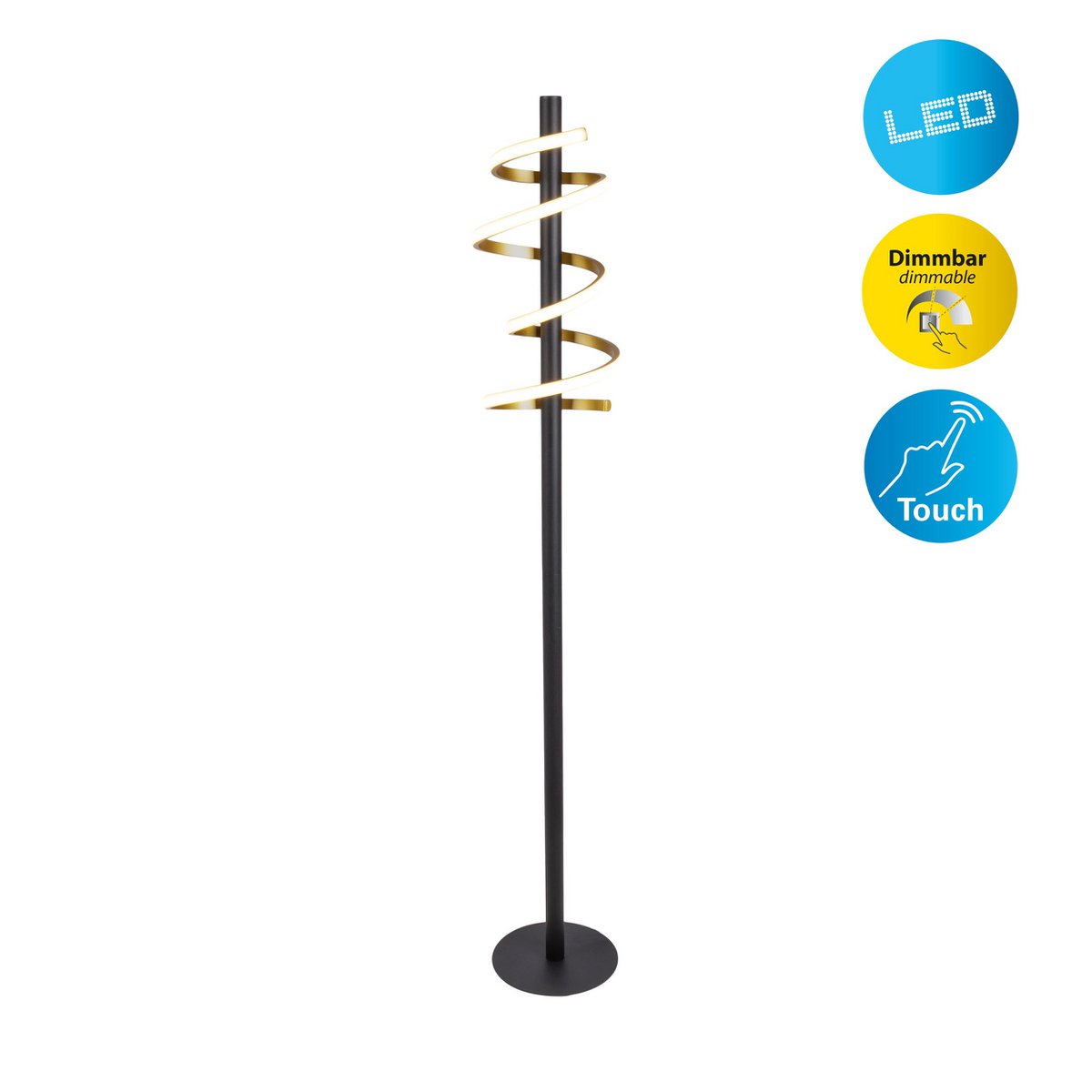 LED Vloerlamp Belleza Zwart/Goud - 140 cm