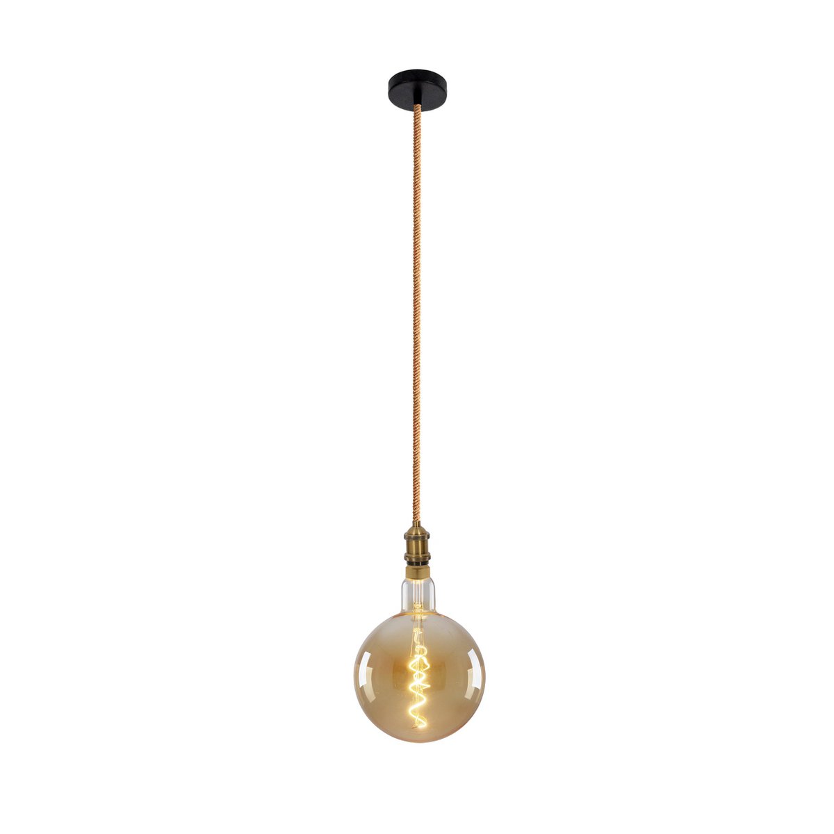 Metalen Hanglamp Ontario Oud Messing/Jute (E27)