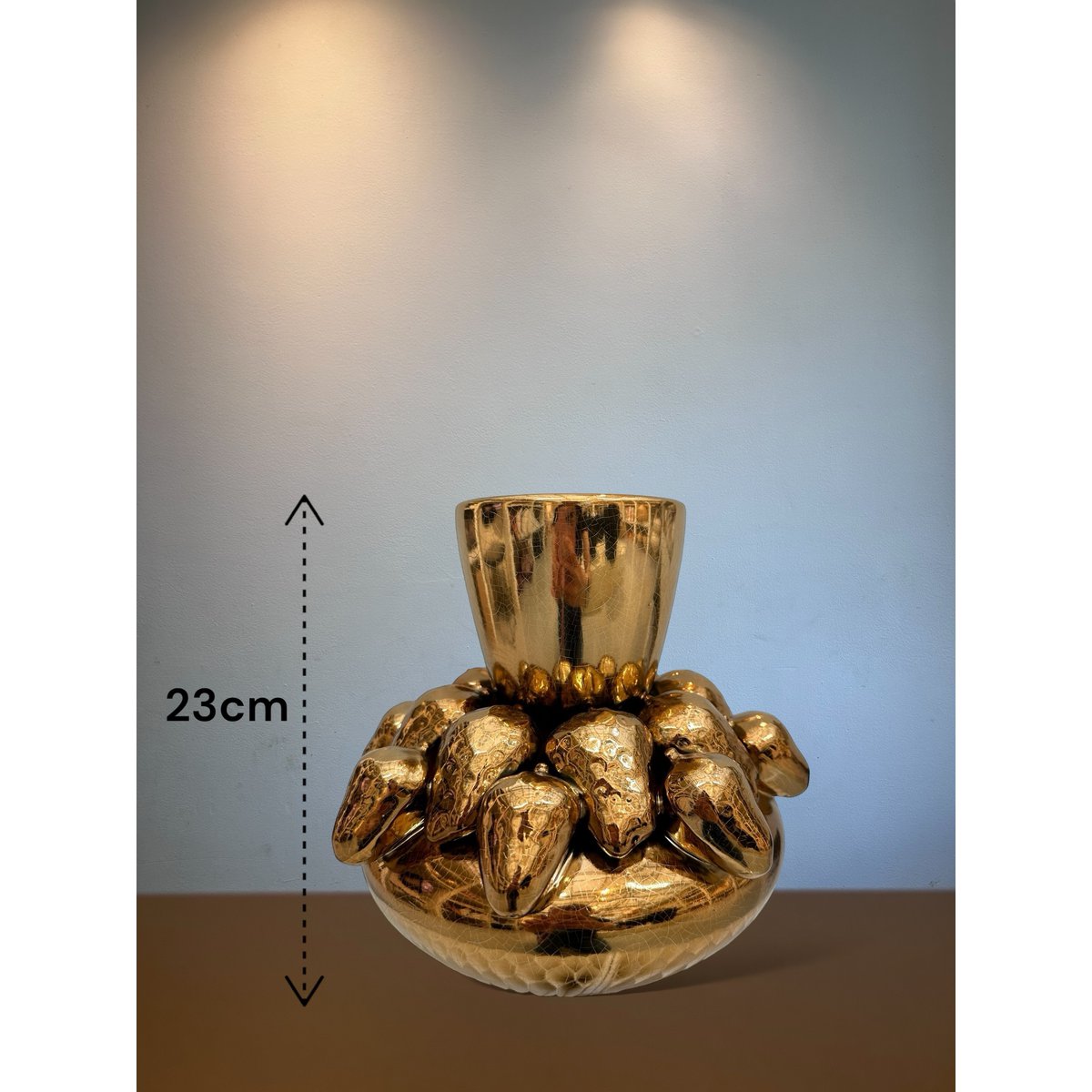 Vaas Strawberry goud - 23 cm hoog