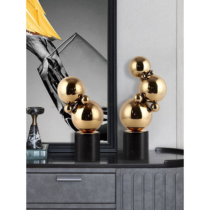 Marmer en messing beeldhouwwerk Zh-05 zwart/goud