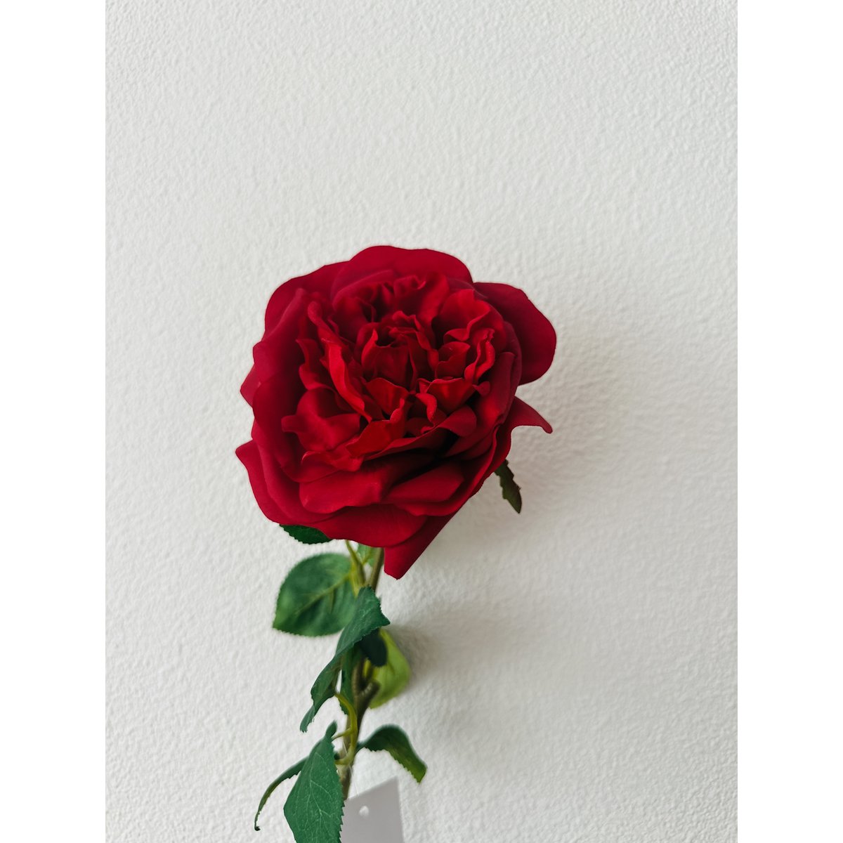 Zijden kunstbloem Hand touch rose rood - 65 cm