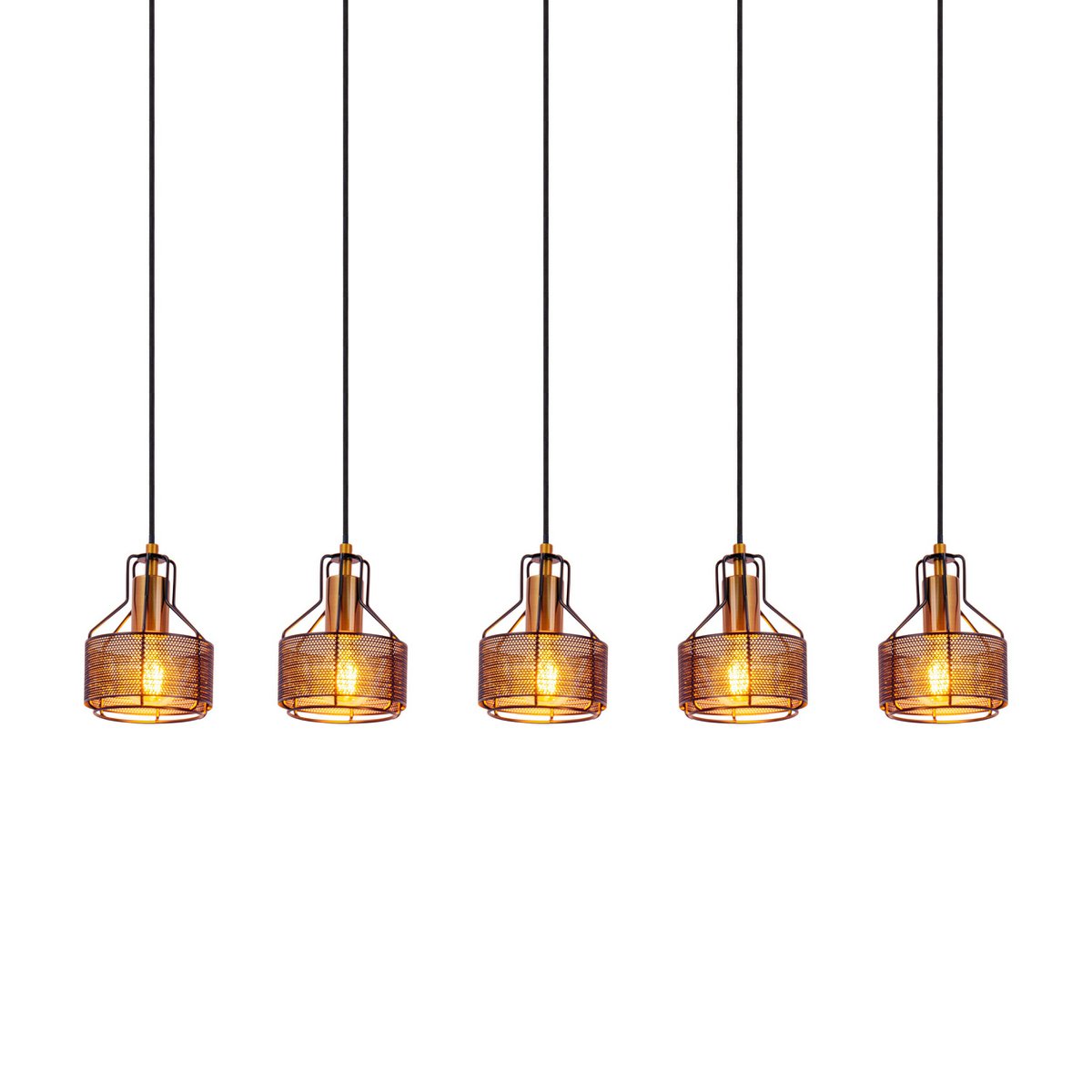 Hanglamp Foro 5-Lichts Zwart/Goud - 96 cm (E27)