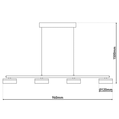 LED Hanglamp Cimo Zwart - 96 cm