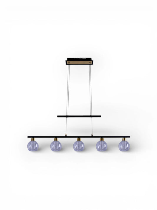 LED Hanglamp Messing/Zwart Glas - 90 cm