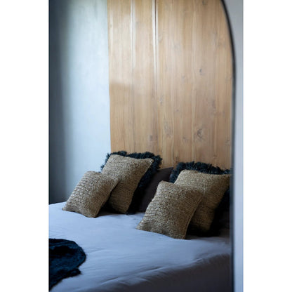 Raffia kussenhoes Vierkant naturel/zwart - 60 cm
