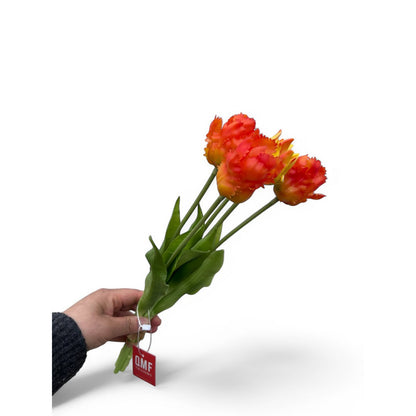 Zijden kunstbloem Tulpen oranje - 35 cm (set van 5)
