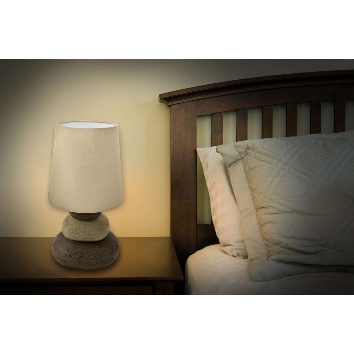 Keramische tafellamp "Stoney", tafellamp gemaakt van keramiek, natuur, met E14 - versie, tafellamp voor eetkamer, woonkamer, gang of kantoor, of als een bedlamp, 31 cm hoog - OutHome