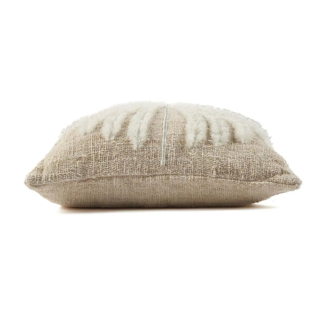 Kussenhoes raffia- en katoenen Isla palm wit