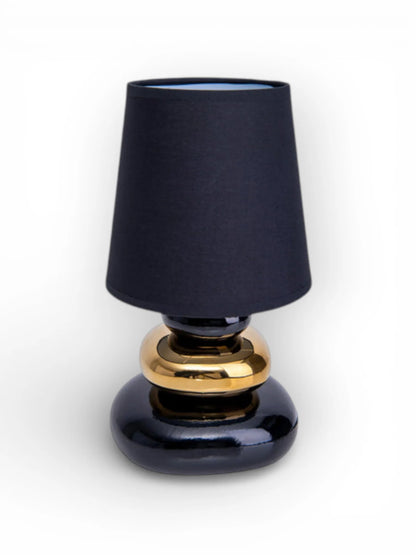 Keramische Tafellamp Stoney Zwart/Goud - 31 cm (E14)