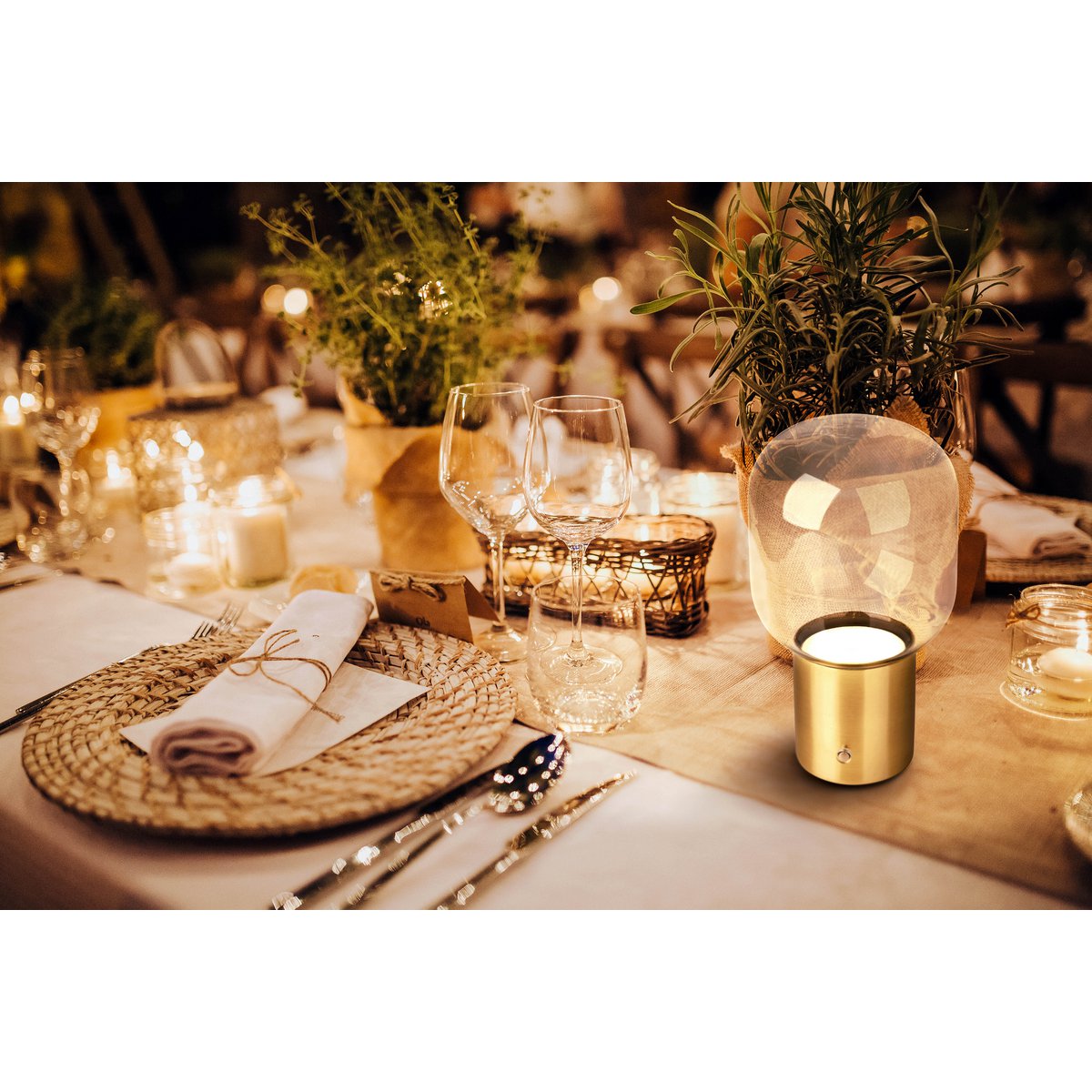 Snoerloze Tafellamp Albero Messing/Glas - 25 cm (Touch)