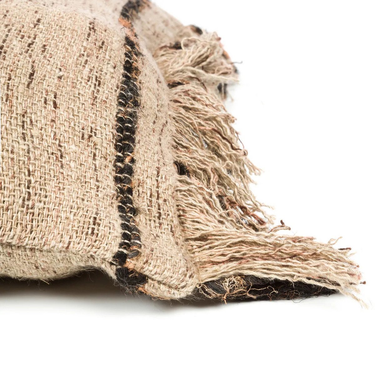 Katoenen kussenhoes beige/zwart - 40 cm