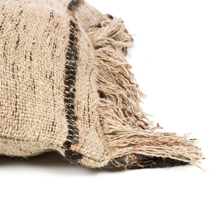 Katoenen kussenhoes beige/zwart - 40 cm