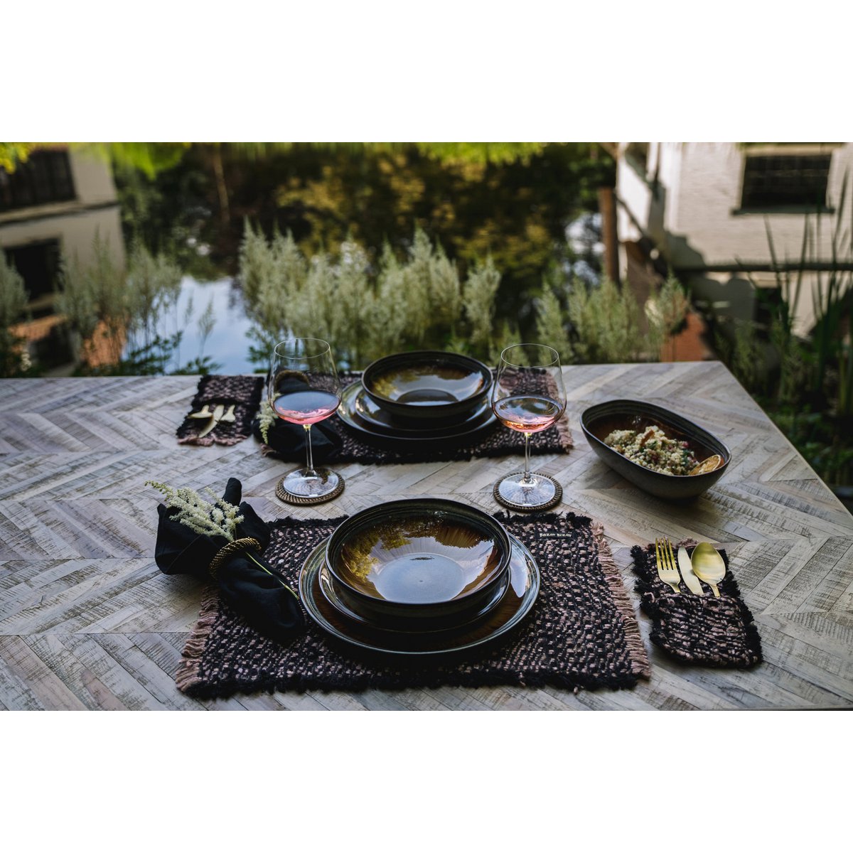 Katoenen placemat Oh my gee zwart koper
