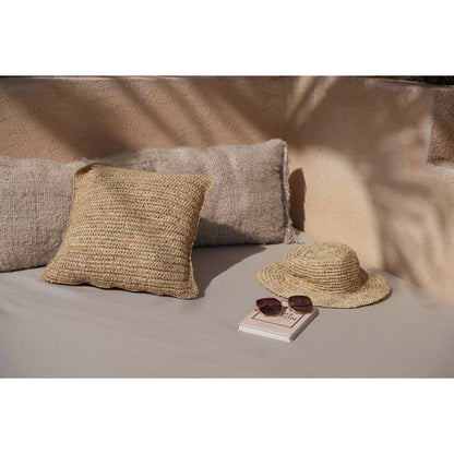 Raffia kussenhoes Flores naturel - 40 cm