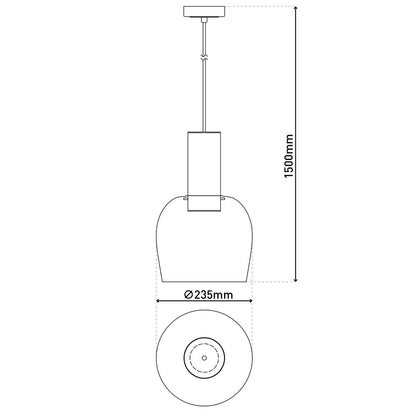 Hanglamp Funda 1-Lichts Amberglas/Messing - Ø 23,5 cm (E27)