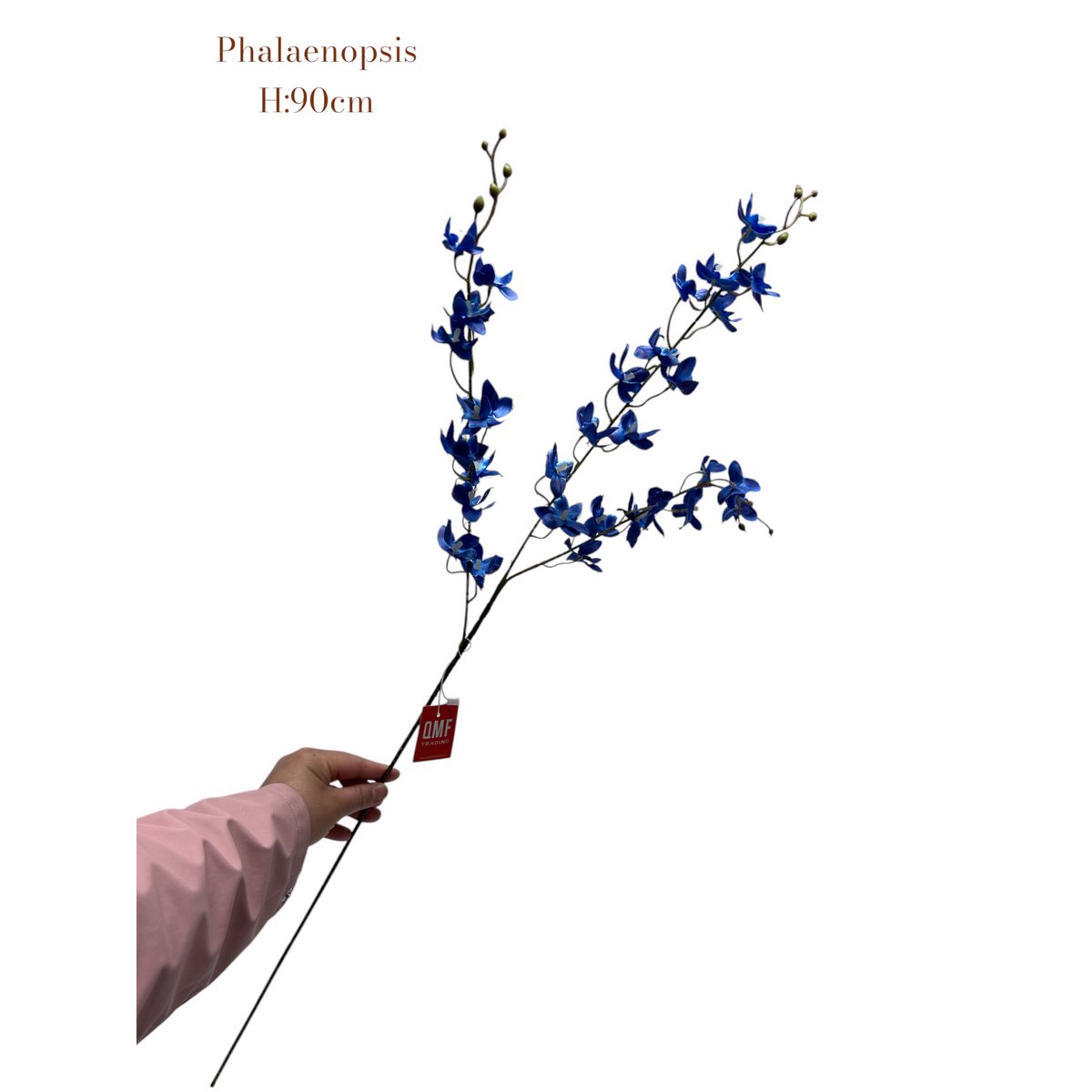 Zijden kunstbloem Phalaenopsis blauw - 90 cm
