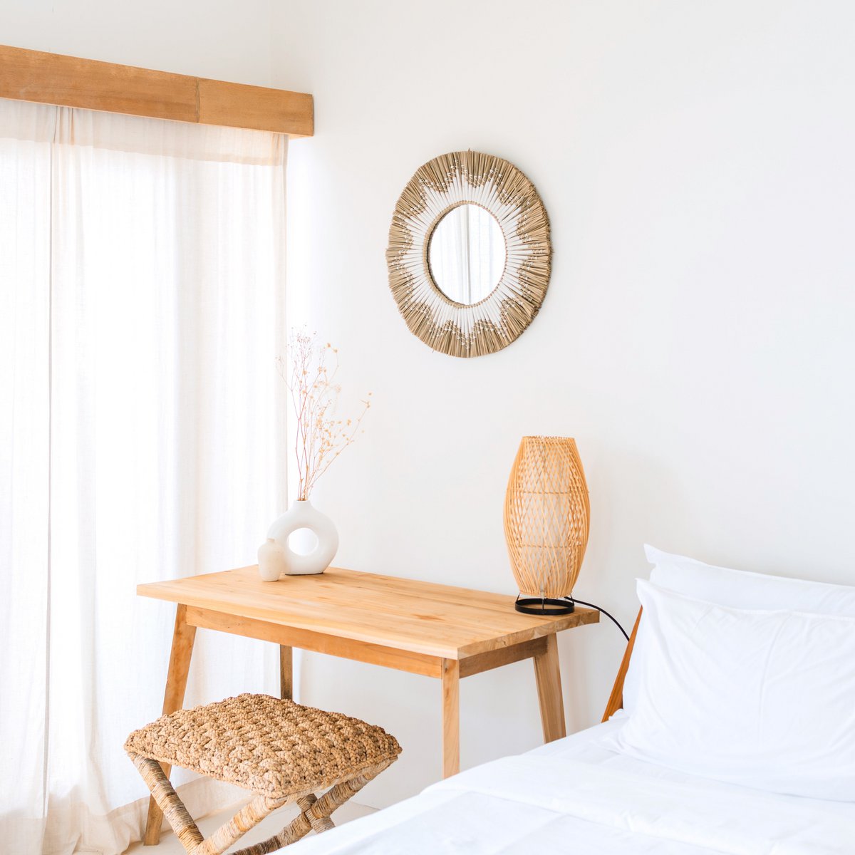 Wandspiegel Zeegras Randu Wit - Ø 60 cm