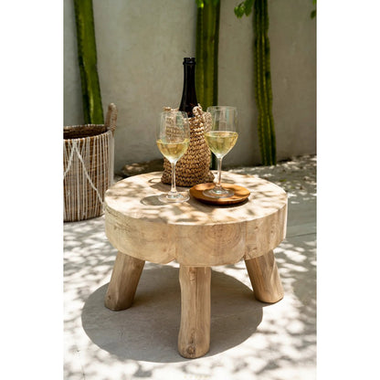 Teakhouten ronde plaat Root naturel - 14 cm