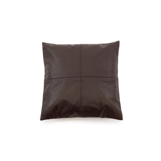 Leren kussenhoes Vierpanelen choco - 40 cm