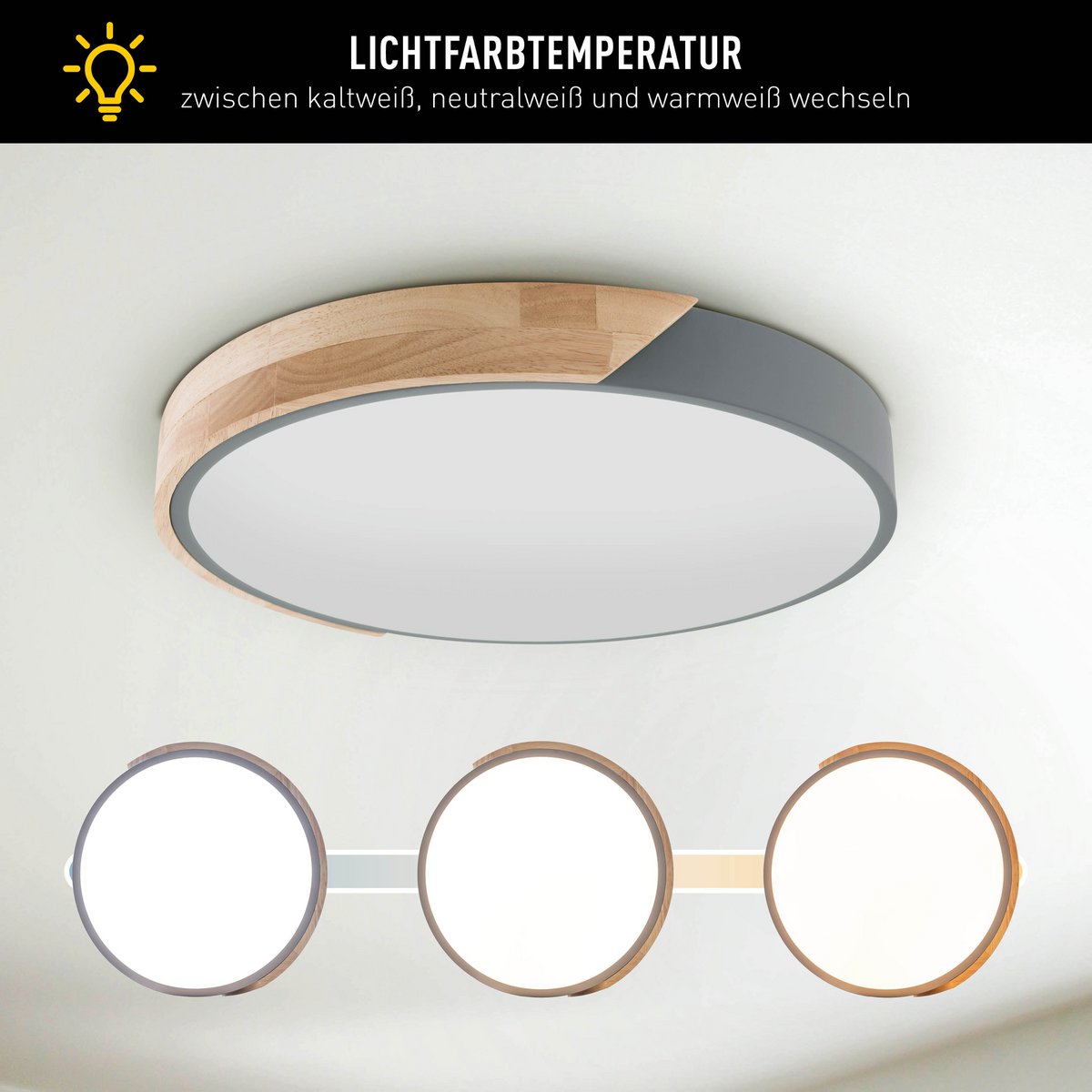 LED Plafondlamp Borneo Grijs - Ø 31 cm