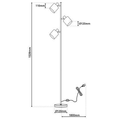 Vloerlamp Maron Satijn/Bruin - 153 cm (E14)
