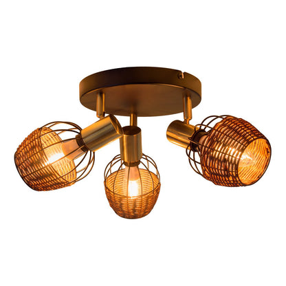 Plafondlamp Corbis 3-Lichts Zwart/Rotan - Ø 38 cm (E14)