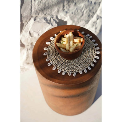 Raffia pannenonderzetter Shell - 23 cm