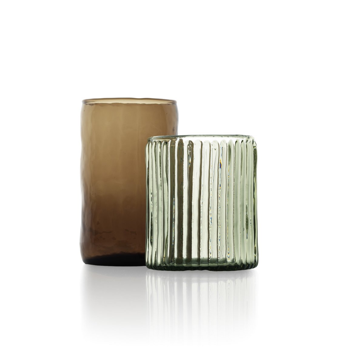 Glazen tumbler Ribbed houtskool