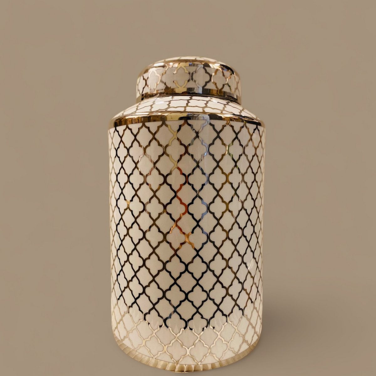 Keramische pot Mini wit/goud - 30 cm