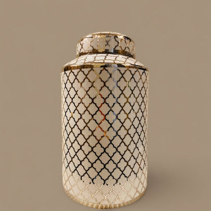 Keramische pot Mini wit/goud - 30 cm