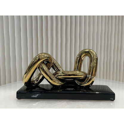 Keramiek sculptuur Art 4 schakel goud/zwart