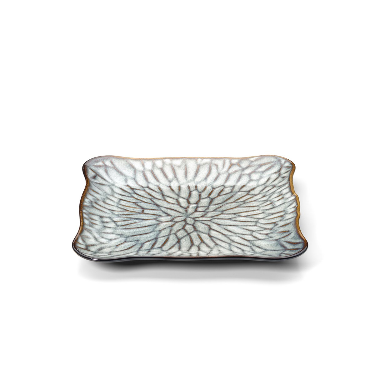 Porseleinen bord Lotus ice square grijs bruin - L
