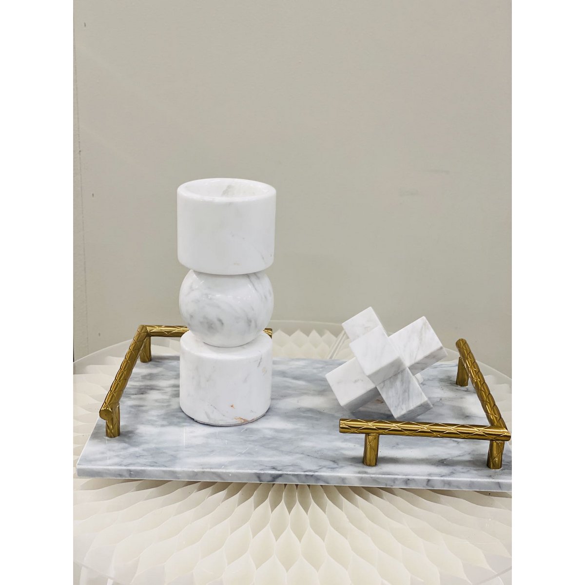 Marmeren kruis Groot wit - 15 cm