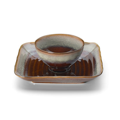 Keramische kom Smoked horizon bowl bruin grijs