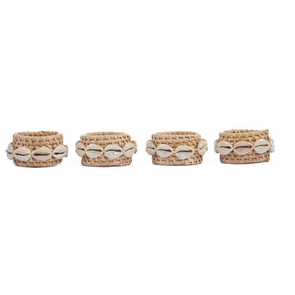 Rotan servetring Schelp natuurlijk wit (Set van 4)