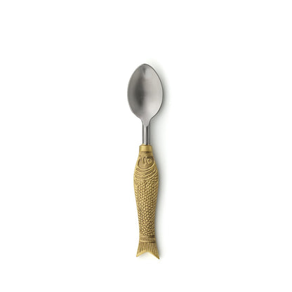 Rvs visvormige lepel Luna goudkleurig