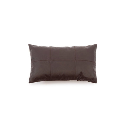 Lederen kussenhoes Zes panelen choco - 30x50 cm