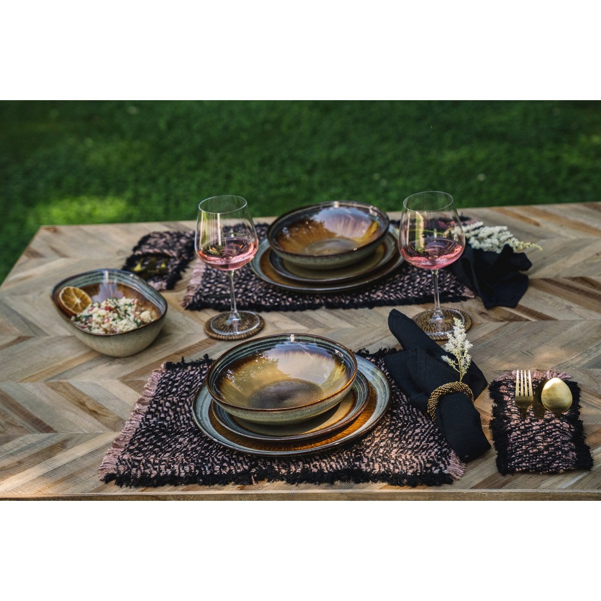 Katoenen placemat Oh my gee zwart koper
