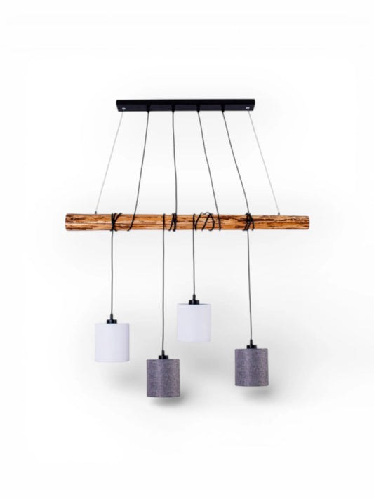 Hanglamp Malta 4-Lichts Grijs/Wit (E27)