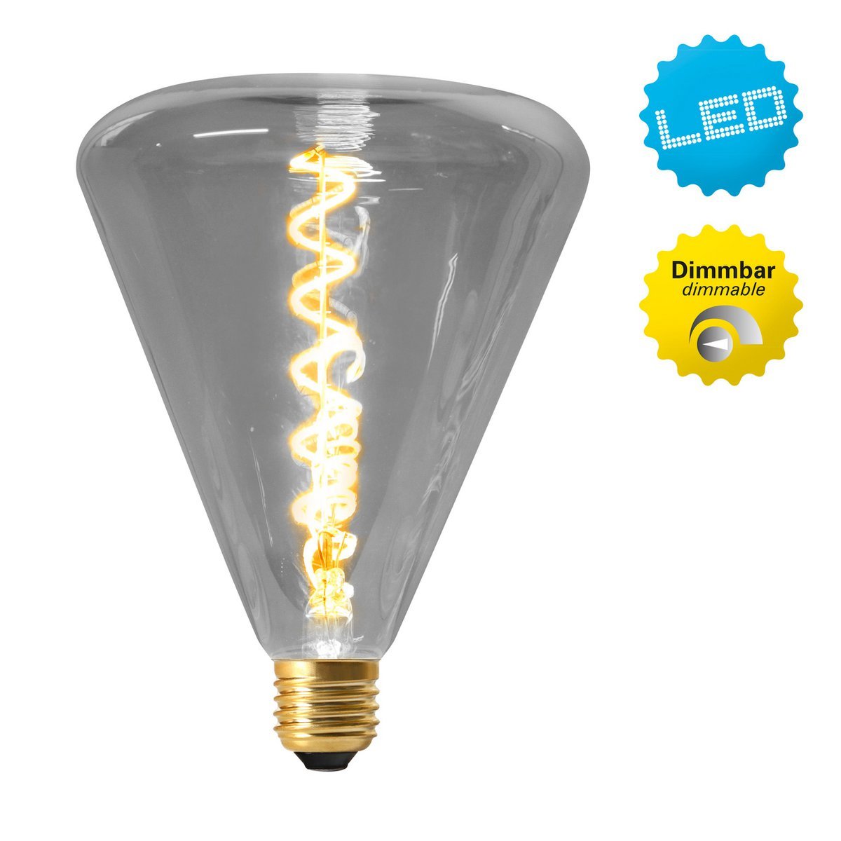 LED - lamp "Dilly" E27 versie 4 watt, metaal en glas in grijs - OutHome