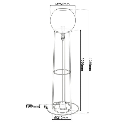 Stapellamp "stelo", moderne vloerlamp gemaakt van zwart metaal en rookglas, E27 - aansluiting, 128,5 cm hoog, voor eetkamer, woonkamer, gang of kantoor, - OutHome