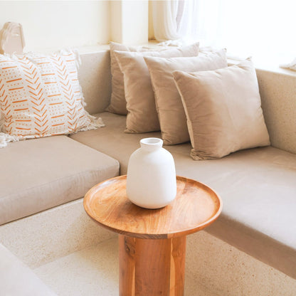 Vaas Bawa Klei Wit Handgegoten