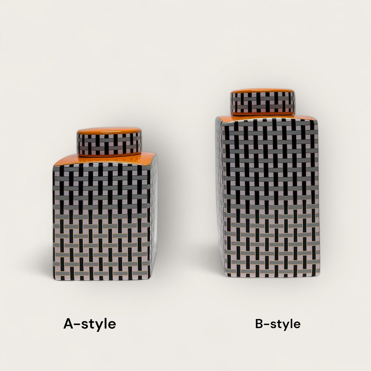 Porseleinen pot A-stijl oranje (set van 2)