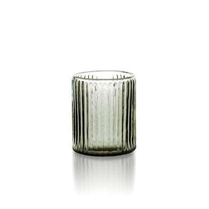Glazen tumbler Ribbed houtskool