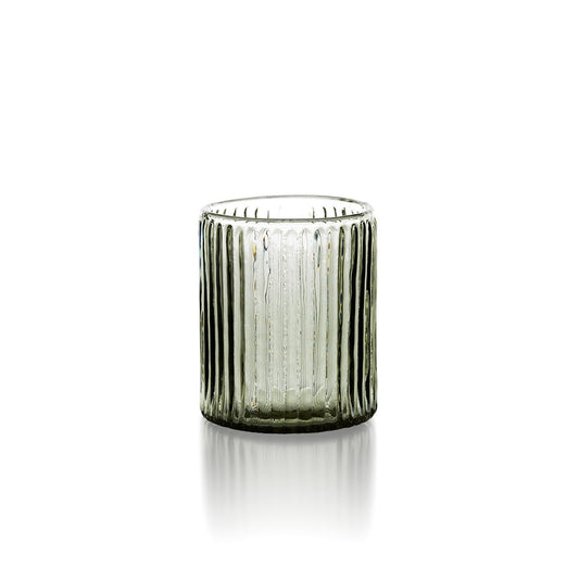 Glazen tumbler Ribbed houtskool