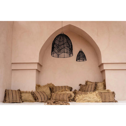 Katoenen kussenhoes beige/zwart - 40 cm