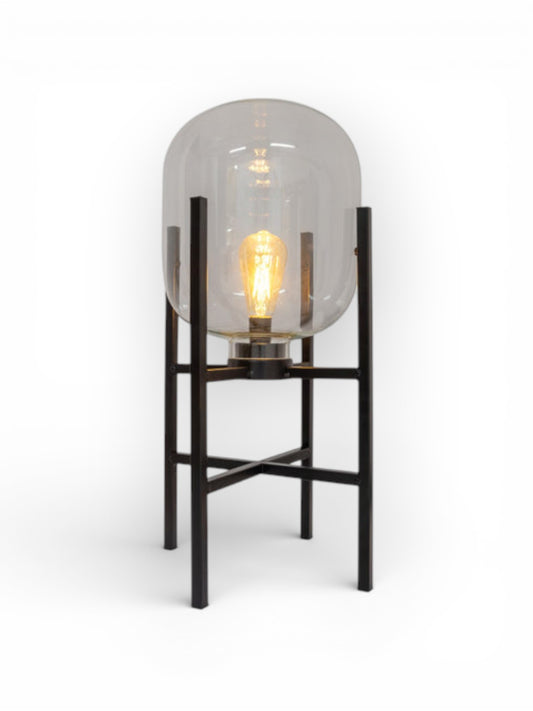 LED Staande Lamp Lora Zwart/Glas - 58 cm (Binnen/Buiten)