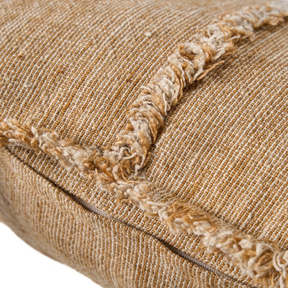 Linnen kussenhoes Sahara fringe bruin - 50x50 cm